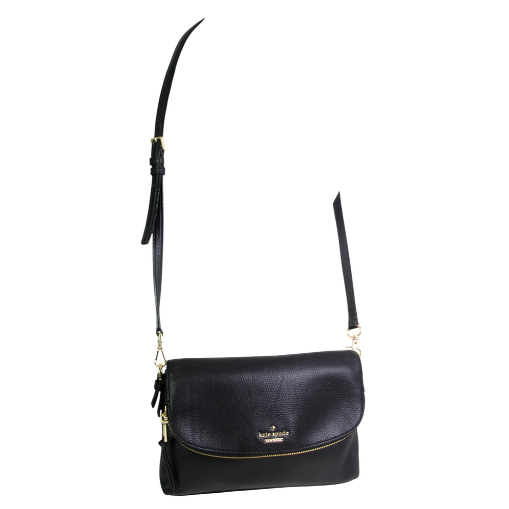 kate spade NY BLACK GENUINE LEATHER SHOULDER BAG CROSSBODY HANDBAG CLUTCH PURSE
